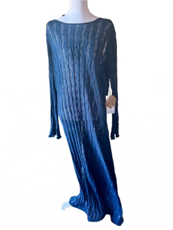Future Collective Jenee Naylor Other - Low Back Future Collective Jenee Naylor Navy Open Knit Crochet Maxi Cover Up 1X
